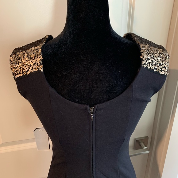 Black Guess Dress with Gold Sequin Straps - Picture 6 of 6